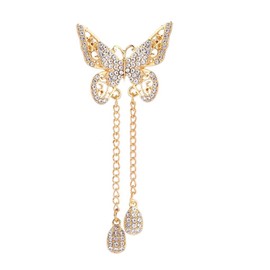 Butterfly Brooch for Women Animal Insect Butterfly Brooch Pin Fashion Butterfly Rhinestone Brooch Pin Fashion Wedding Jewelry (Gold)