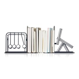 Physics Metal Bookends, Kinetic Energy Sculpture Newton Cradle Decor, Science Decor, Decorative Bookends for Home Study Room Physics Classroom Decor, Physics Gifts for Teacher Professor Friend Nerdy