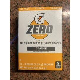 GATORADE ZERO Zero Sugar Thirst Quencher Powder. Orange. 10-pack. Exp.04/18/25