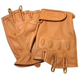 PSS Fingerless Motorcycle Gloves Sports Outdoor Gym Fitness Training Fashion Bus Bike Retro Racer Gloves 318(318Tan, M)
