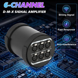 Vikua 6-Channel DMX Splitter with Signal Status LEDs - Professional DMX512 Signal Splitter Amplifier for 3-Pin XLR Stage Lighting & Performance Control (Optical Isolation Technology)