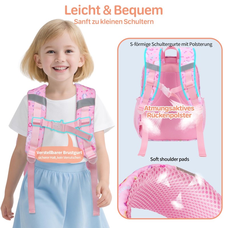 Bagseri Children's Backpack Girls 15L, Lightweight School Backpack for Preschool