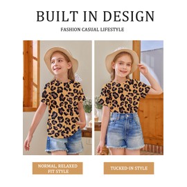 Girls Short Sleeve T Shirts Kids Summer Tops Crewneck Tees 5-14 Years