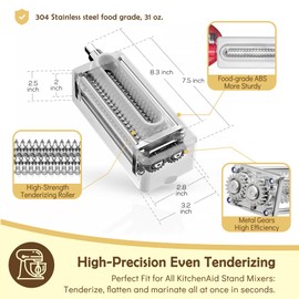 Meat Tenderizer Attachment for Kitchenaid Mixer - Stainless Steel Blades with 48 Needles, BPA-Free Safe Non-Transparent Meat Pounder & Tenderizer Tool for Kitchen Aid Stand Mixer, Dishwasher Safe