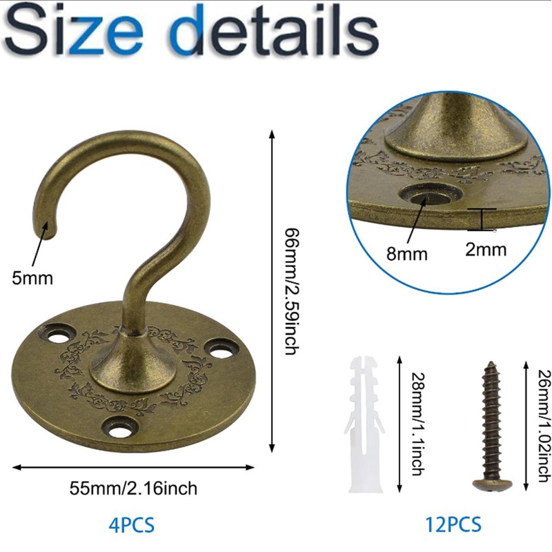 INCREWAY Wall Mount Ceiling Hooks, 4PCS Sturdy Hanging Chandelier Plate