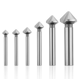Fixinus 6-Piece Countersink Set Metal HSS 90° HSS Countersink Deburring Set with Titanium Coated and Precise Positioning Drill for Drilling Board Insulation Board - 6.3/8.3/10.4/12.4/16.5/20.5 mm