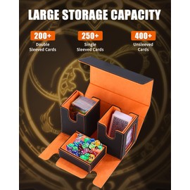 Azyvum Commander Deck Box, Card Game Box with Viewing Window, 2 Removable MTG Deck Boxes, Strong Magnetic Card Box with Dice Compartment for 200+ Cards