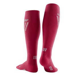 CEP - THERMAL SKI SOCKS with compression for men | Ski compression socks in cranberry/orange with soft lining for warm feet in cold temperatures | Size V