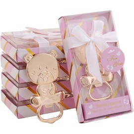 15 Pack Bear Bottle Opener for Baby Shower Favors, Metal Beer Opener for Guests, Party Souvenirs/Decor/Gift Supplies (Pink, 15)