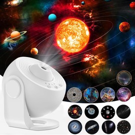 Planetarium Star Projector, 3 in 1 LED Galaxy Projector Light with 12 Film Discs Children's Starry Sky Projector Projector Lamp Night Light for Bedroom Living Room, Party (White)