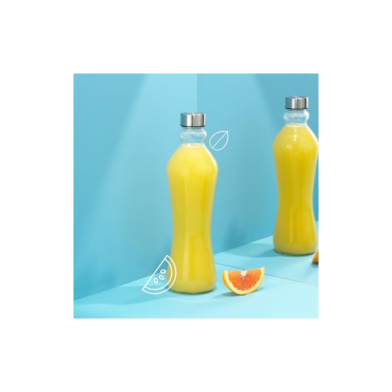 JoyJolt - Juego de 2 botellas de agua de vidrio,