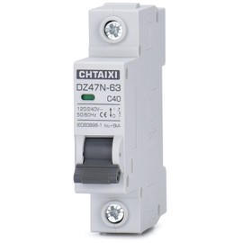 Chtaixi - Interruptor de circuito en miniatura de CA, 40 amperios, 120 V/240 V, 1 polo, interruptor de montaje en riel DIN, viaje magnético térmico, interruptor de desconexión de CA solar MCB C40