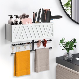 Rustic Hair Dryer Holder Wall Mounted,Hair Styling Tools & Accessories Organizer,Bathroom Supplies & hot Tools vanities Organizer Caddy,for Storage Flat Iron,Blow Dryer,Curling Iron,Towel