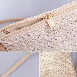 YFZCLYZAXET Straw Bags Beach Bag Women's Fashion Straw Bag Rattan Woven Purse Crossbody Messenger Bag Braid Small Square Handbag Boho Beach Coffee, coffee