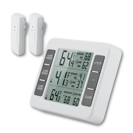 Fridge Thermometer Digital Freezer Thermometer LCD Display Waterproof Freezer Thermometer with 2 Sensors for Home MIN/MAX Display, Restaurants, Bars, Cafés