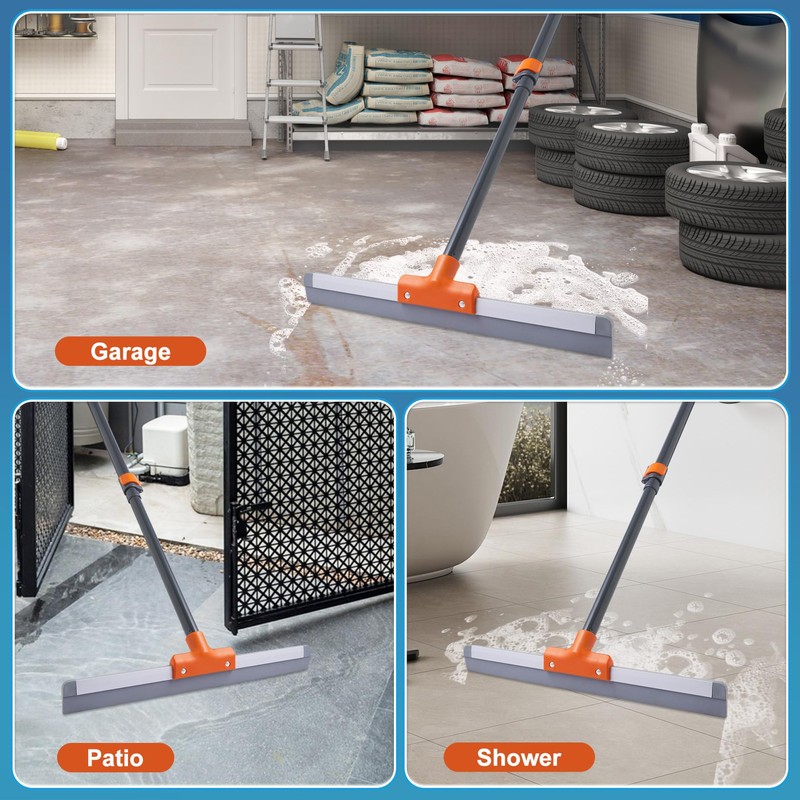 CLEANHOME Rubber Floor Squeegee for Concrete Floor, Tile Floor, Metal