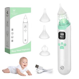 Limpiador Nasal Eléctrico para Bebés, Extractor de Mocos para Bebe con 3 Cabezales de Silicona, Tres Niveles de Ajuste de Succión, Bajo Ruido, Función Relajante con Música y Luz