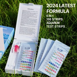 9-in-1 Aquarium Test Kit, 100 Strips, Suitable for Freshwater and Saltwater Tanks and Ponds. Tests Copper, Iron, Nitrate, Nitrite, Chlorine, Total Hardness, Alkalinity, Carbonate Hardness, and pH