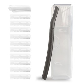Eyebrow Razor with 10 Stainless Steel Blades and Portable Case. Women's Face Razor Made of Anti-Rust Alloys, Elegant and Durable, Sharpened Razor in Black