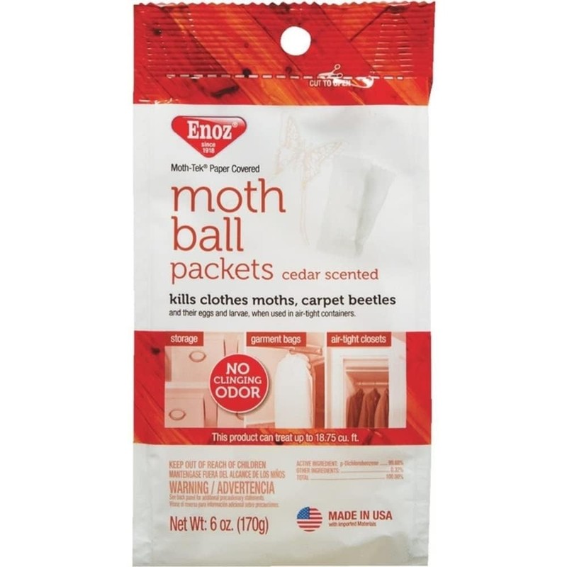 Enoz Moth Ball Packets - Ceder Scented Kills Clothes Moths,