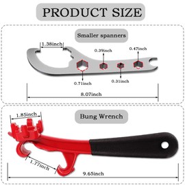 Bung Wrench, 3-In-1 Drum Bung Wrench Opener, Bucket Opener, Paint Can Opener for Drum Lids, Latex Paint Buckets And Paint Cans, With Anti-Slip Rubber Handle Grips, for Household And Industrial Use.