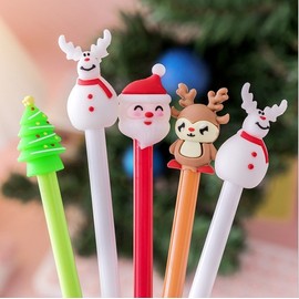 Christmas Character Donut Gel Pens & Stationery (Santa, Rudolph, Tree, Snowman) Free Size/0.5mm D Shoe Christmas Stereo Gel Pen 300ea