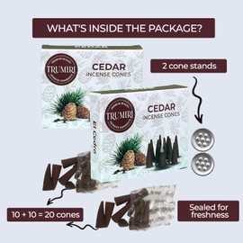 Cedar Incense Cones - Total 20 Cone Incense - Dual Pack of 10 Insence Cones - Incense Cones Scented - Cone Incense Scents - Insense Cones - Incent Cone