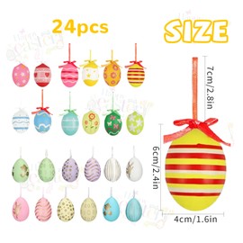 Capgoost Plastic Easter Eggs, Pack of 24 Easter Eggs for Hanging Outdoors, Easter Eggs Decorating, Colourful Easter Decoration, Painted Plastic Eggs, Decorative Eggs, Various Plastic Easter Eggs for
