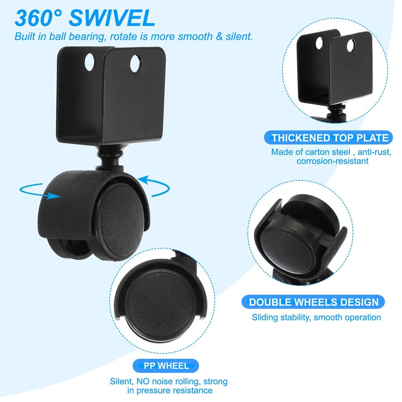 PATIKIL 1" Swivel Caster with 7/9" U Bracket, 4 Pack