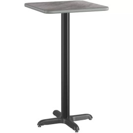 LANC 24" Square Gray Laminate Table Top With Base - Bar Height Restaurant Table