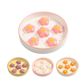 PTOBER Comedero Lento de Cerámica para Gatos: Diseño Colorido, Control de Alimentación y Plato Lindo para una Comida Sana