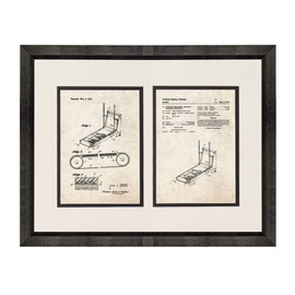 Exercise Treadmill Patent Art Old Look Print in a Beveled Black Wood Frame with a Double Mat (18" x 24") M12353