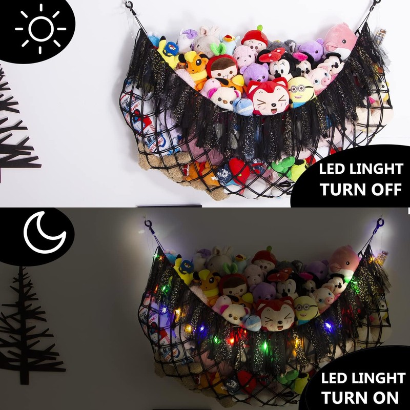Large Stuffed Animal Hammock with Light Wall Mounted- Squishmallow Hammock