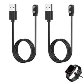 2 Stück Ladekabel für Smartwatch Magnetisches, USB Ladegerät mit 2 Pin 2,84mm Magnetstecker Universal, Robustes ABS-Kunststoff, Ideal für Reisen und Büro, Kompatibel mit 2 polig Smartwatches, 60 cm
