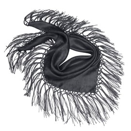 Silk cloth black dirndl costume cloth 75 x 75 cm dirndl cloth silk fringe scarf for traditional costume silk scarf with fringes shoulder scarf silk clouth high quality, black