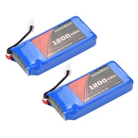 ENGPOW 7.4V 1200mAh 30C JST Plug Rechargeable LiPo Battery for RC Car/Airplane/Boat (2Pcs)