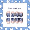 24Pcs 4th of July Press on Nails Short Square Independence