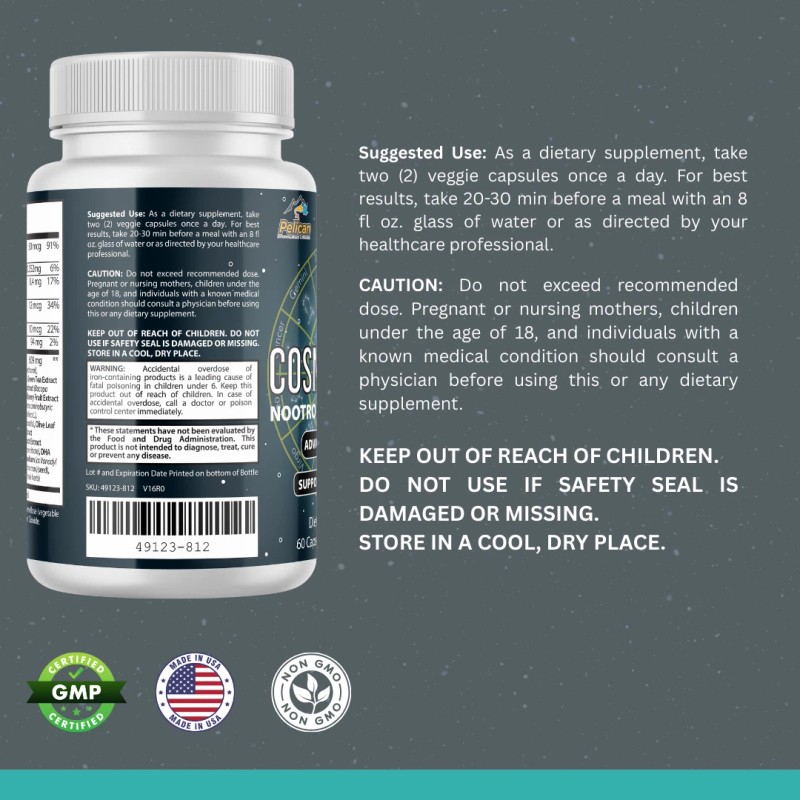 Pelican Vitamins COSMIC CORE- Brain Support- 2 Bottles- 120 Capsules