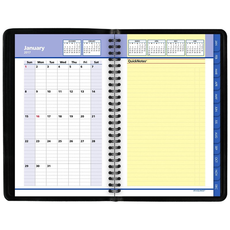 AT-A-GLANCE Agenda semanal/mensual/planificador 2017, QuickNotes, 4-7/8 x 8 pulgadas, negro