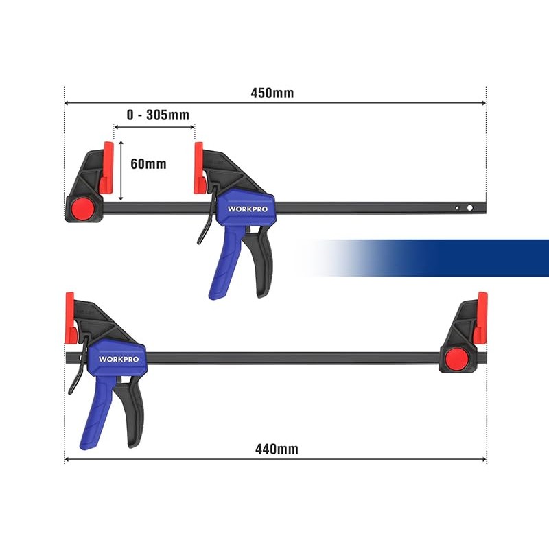 WORKPRO 12" Clamps for Woodworking 2-Pack, Quick-Release Wood Clamps/Spreader Light
