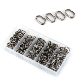 100 pieces fishing oval split rings snap rings split rings made of stainless steel fishing bait ring chain connector fish bait plug fishing tackle tackle connector (5 x 8 mm)