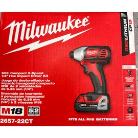 Milwaukee 2657-22CT M18 2-Speed 1/4" Hex Impact Driver Kit