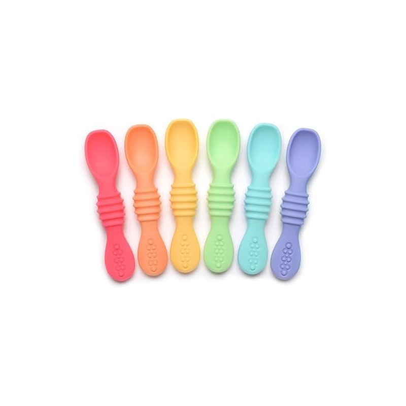 PrimaStella - Juego de cucharas masticables de silicona para bebés