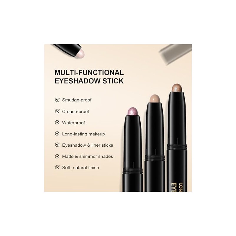 Erinde Glitter Eyeshadow Stick Waterproof, Cream Eyeshadow Pencil,#09 | Highly