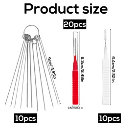 40pcs Shower Head Cleaner Tools, 2 Designs Shower Head Cleaning Brushes Multi-Size Showerhead Cleaner Picks Anti-Clogging Cleaning Brush for Bathroom Small Hole Gap Nozzle Window Slot (Red)