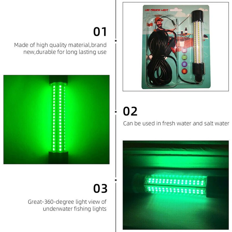 1200LM 12V LED Underwater Fishing Light Stick Squid Prawn Fish