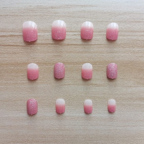 Nice Short Nail Tip, Plain, Cute, Elegance, 24 Pieces, Gradient