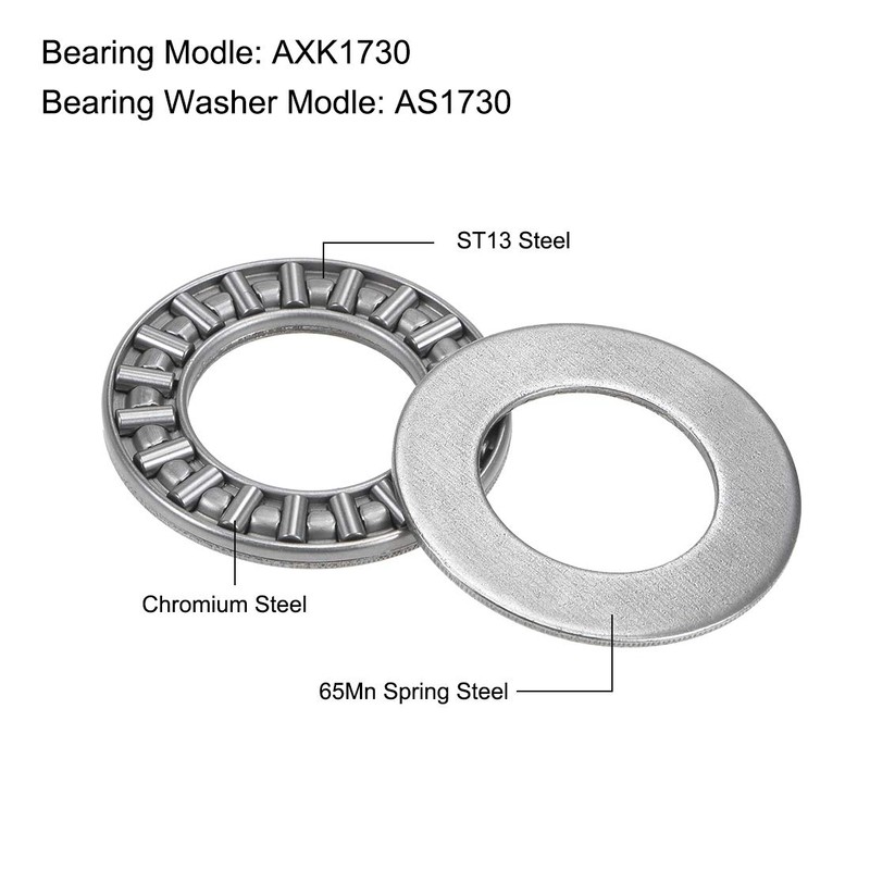 sourcing map AXK1730 Thrust Needle Roller Bearings with Washers 17mm