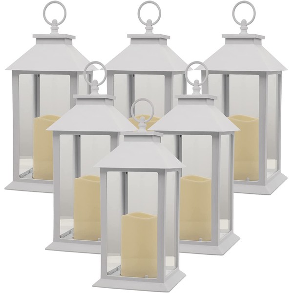 Yonxuleo Hanging Glass Panes Lantern Portable Led Candle Light Operated