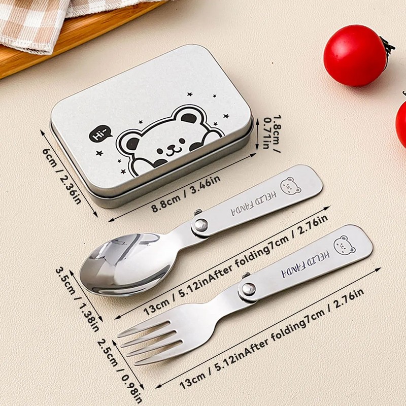 Portable Folding Cutlery Set for Kids – 3-Piece Stainless Steel